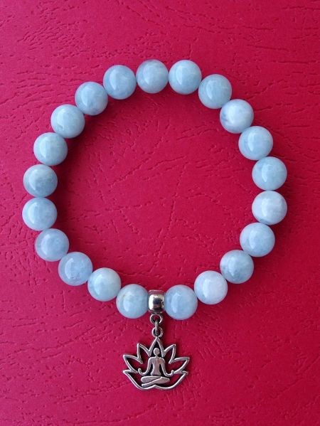 Aquamarine and Lotus/Meditation Pendant, Bracelet